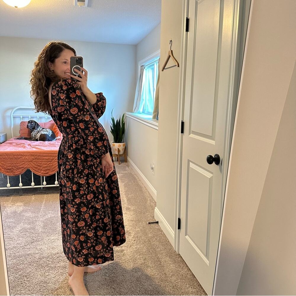 THE GREAT. Black Pink Cotton Floral Maxi Dress XS/S - Picture 2 of 13